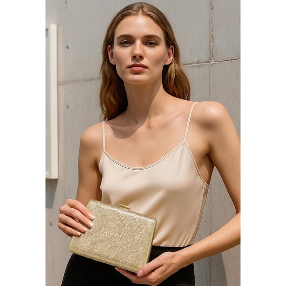 ⚡ Women's Detachable Chain Sparkly Evening Formal Parties Gold Clutch Bag - Picture 5 of 9